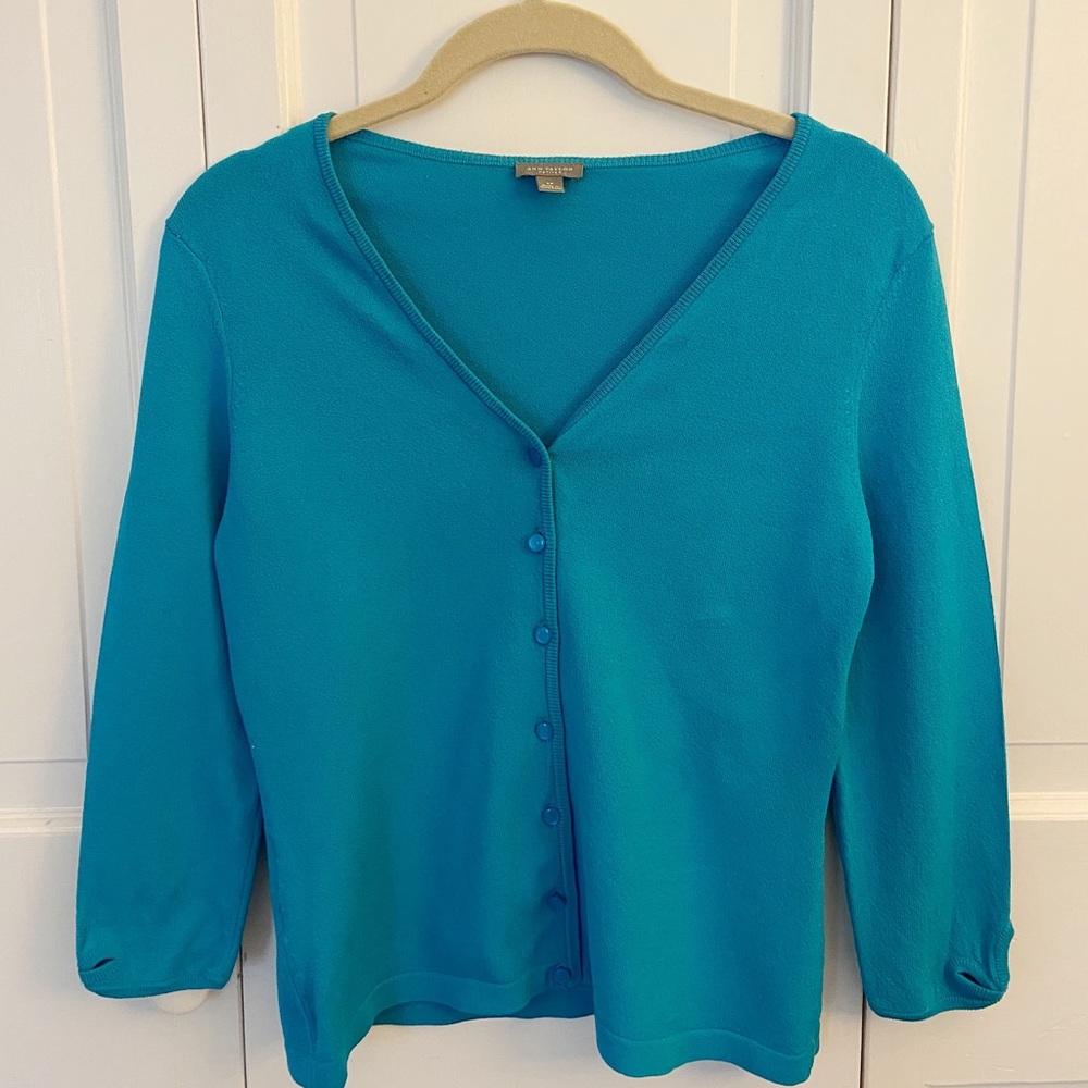 Ann Taylor Petite Turquoise Cardigan